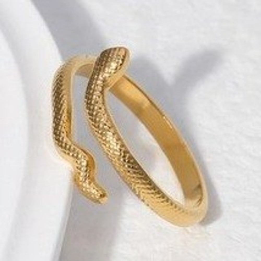 Gold Snake Ring Stainless Steel Textured Scale Bypass Serpent Band Women